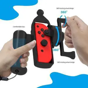 Somatosensory Game Handgrip Controller Holder Fishing Rod Hand Grip 360 Degree Rotation Rotors Part for Switch