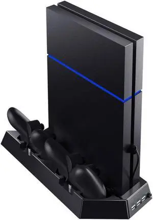 Console Holder Fan Cooler Gamepad Handles Charger USB Hub + Joystick Cap for PS4
