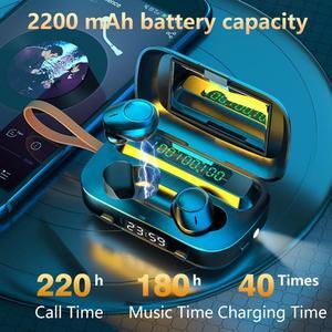 2000mAh Wireless Bluetooth Headphone LED Flashlight Makeup Mirror Sport Headset TWS Silicone Earbuds Earphone for All Phone