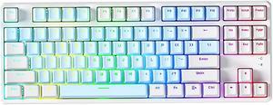 AJAZZ AK873 87 Keys TKL Mechanical Gaming Keyboard with Rainbow Backlit Hot-swap Tactile Blue Switch Cable for Win/PC/Mac/PS4 Gamer( shanlan switch White green)