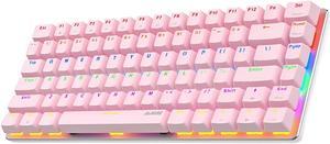 AJazz AK33 82 Keys, Mechanical Gaming Keyboard, Adjustable Light, Painted Keycaps, Pink, Suitable for Women Blue Switch Multicolor