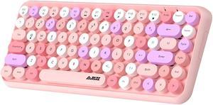 AJAZZ 308i Wireless Bluetooth Keyboard, 84 Keys Compatible with Windows, iOS, Android, PC, Tablet, Prefer for Office and Gamer-Pink