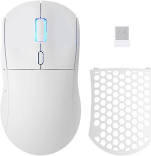 AJ199 60G Ultra Lightweight Wireless Gaming Mouse | Programmable 6 Buttons |  26000DPI Optical Sensor Pixart 3395 | Replaceable Honeycomb Cover Rechargeable Computer Mice for PC Mac Gamer (White)