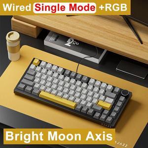 Ajazz AK820 /AK820PRO Gaming Mechanical Keyboard 82 Keys Wired Bluetooth 2.4GHz Wireless Gamer Keyboard Custom Gasket for Laptop White yellow / white