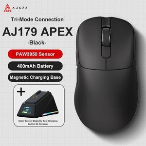 AJAZZ AJ179 PRO PAW3395 Wired Wireless Gaming Mouse 26000DPI with RGB Charging Base Ergonomic Mouse Lightweight for PC Laptop  AJ179APEX-Black