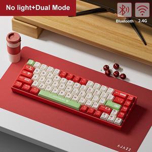 AJAZZ AK680 65% Gaming Mechanical Keyboard Wired Wireless Bluetooth Gamer Keyboard Hot Swap Custom Keycap Gasket for Pc Laptop Red/Green/Grey