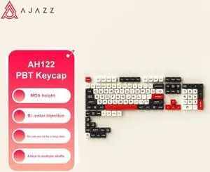 AJAZZ AKH122 122 Keys MOA Profile Keycap PBT Two-color Injection Molded Keycaps for Mechanical Gaming Keyboard Red