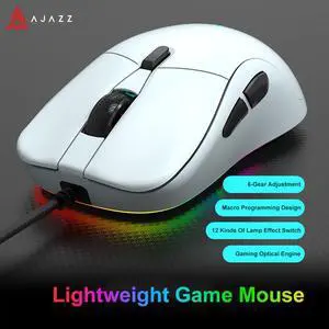 Ajazz AJ129 RGB Wired Mouse Gamer 12400 DPI Optical 7 Buttons USB Mouse Sensor PAW3327 Mice for Computer Laptop Accessories White