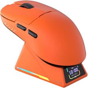 AJAZZ AJ159 APEX Wireless Gaming Mouse with Magnetic Charging Base, 56g Lightweight BT/2.4G/USB-C Wired Mouse, PAW3950APEX 42K DPI Optical Sensor, Programmable Buttons for PC/Mac/Win(Orange)