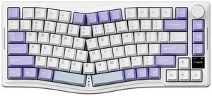AJAZZ AKS075 Mechanical Keyboard Customized Alice Ergonomic Hot Swap DIY TFT Display RGB 5000mAh BT 2.4G Wireless Keyboard Purple-Gift Switch