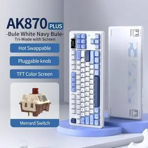 AJAZZ AK870 Plus 87-Key Mechanical Gaming Keyboard RGB Backlit All-Key Hot Swap Magnetic Shaft for Laptop PC Bule-Maillard switch
