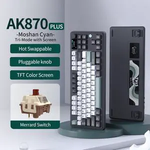 AJAZZ AK870 Plus 87-Key Mechanical Gaming Keyboard RGB Backlit All-Key Hot Swap Magnetic Shaft for Laptop PC BLACK-Maillard switch