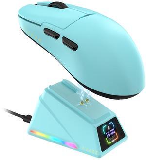 AJAZZ AJ159 APEX Bluetooth Wireless Mouse PAW3950 Sensor 8K RGB Color Screen Magnetic Charging Base Gaming Mouse DPI30000 Blue mouse