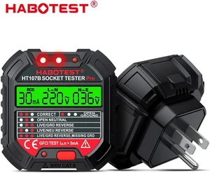 HABOTEST HT107 Pro GFCI Socket Tester US Plug Electric Leakage Finder With Voltage Display 48V-250V Outlet Tester Automatic Electric Circuit Polarity Voltage Detector Breaker Finder HABOTEST HT107 Pro GFCI Socket Tester US Plug Electric Leakage Finder With Voltage Display 48V-250V Outlet Tester Automatic Electric Circuit Polarity Voltage Detector Breaker Finder