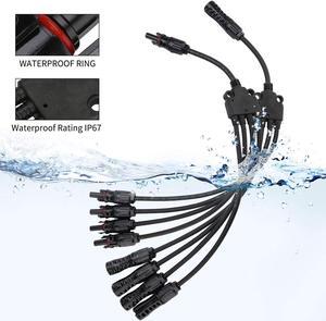 Solar Panel Y Branch Cable Connection Waterproof Adapter Connector Extension 1 to 4