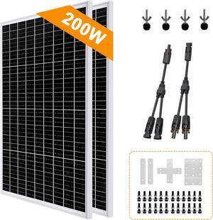 PFCTART 200W 12V/24V Solar Panel Kit High Efficiency Mono Solar Module for RV Camper