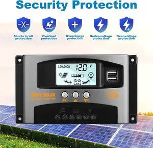12/24V 60A MPPT Solar Charge Controller Panel Battery Regulator Dual USB