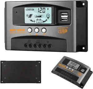 30A MPPT Solar Panel Charge Controller 12V/24V LCD Regulator Auto Dual USB