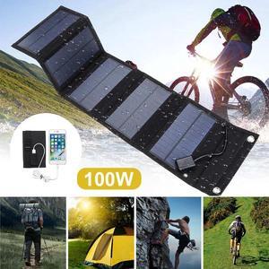 100Watt Solar Panel Folding PV Power Bank Outdoor Camp Hiking USB Phone Charger