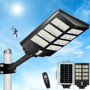 PFCTART 1500W Commercial Solar Street Light Outdoor Parking Lot Light Dusk to Dawn IP65 Waterproof 6500K Solar Security Flood Lights Solar Lamp for Yard, Road, Basketball Courts