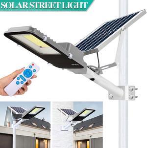 Super Bright Commercial Solar Street Light Dusk to Dawn Road Lamp+Pole+Remote