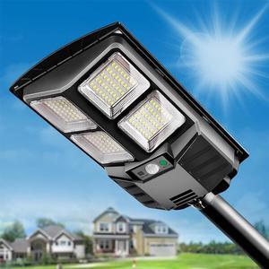 LED Solar Light Motion Sensor 3 Modes Flood Lamp Outdoor Street Wall Yard Garden