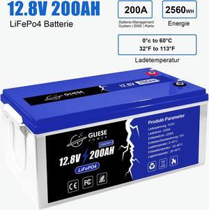 PFCTART 12V 200AH LiFePO4 5000+ Deep Cycle Lithium Battery for RV Marine Off-Grid Solar