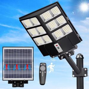 PFCTART 9900000000LM 1000W Commercial LED Solar Street Light Dusk to Dawn Road Lamp, Solar Lights Outdoor Waterproof Remote Control, Solar Parking Lot Lights Commercial for Garage, Yard