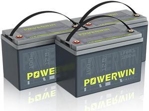 POWERWIN 12V 100Ah LiFePO4 Battery BT100 Built-in 100A BMS Max Up to 15000 Deep Cycles Lithium Battery 1280Wh for Home Trailer RV Motor Off Grid (3PCS)