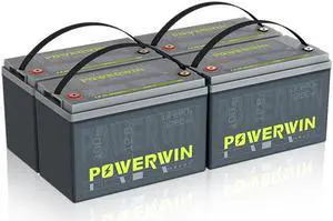 POWERWIN 12V 100Ah LiFePO4 Battery BT100 Built-in 100A BMS Max Up to 15000 Deep Cycles Lithium Battery 1280Wh for Home Trailer RV Motor Off Grid (4PCS)