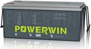 POWERWIN BT200 12V 200Ah LiFePO4 Battery with BMS - Ultra Long 15,000 Cycles, Deep Cycle, Low-Temp Protection, Ideal for Solar, RV, Off-Grid, Marine, Trolling Motors & Home Energy Storage