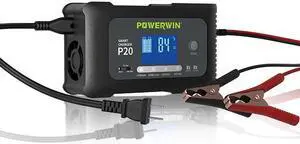POWERWIN Smart Charger P20 12V20A 24V10A Automatic 9-stage Fast Charge with Pulse Repair Function for AGM Lead-acid lithium LiFePO4 LCD