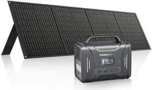 POWERWIN Portable Solar Generator Power Station PPS320 with Foldable Solar Panel Combo Perfect for outdoor camping RV travel drones water pumps (PWS110+PPS320)