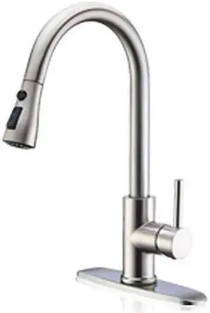 POWERWIN Kitchen Faucets with Pull Down Sprayer Kitchen Sink Faucet High Arc Single Handle Stainless Steel Brushed Nickel Sink Faucet for Farmhouse Camper Laundry Rv Bar