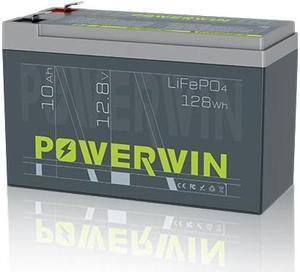 POWERWIN BT10 12V 10Ah LiFePO4 Battery 4000+ Deep Cycle Battery Lithium Battery Built-in BMS Rechargeable Battery for Power Wheels Fish Finder Small UPS