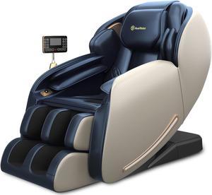 Real Relax® 2024 Massage Chair Favor-06, Full Body Zero Gravity SL-Track Massage Chair, Shiatsu Massage Recliner Chair with Heat Body Scan Bluetooth Foot Roller, Blue
