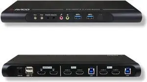 Avico Dual Monitor KVM Switch 2 Computers 2 Monitors TAA Compliant- HDMI 2.0 & USB 3.0-EDID Emulation-4K@60Hz, 1440p@144Hz, 1080p@240Hz - Laptops, Desktops, Windows, Mac OS M1/M2/M3, Linux