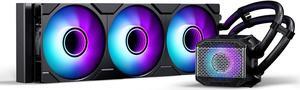Phanteks Glacier One 360M25 G2 AIO Liquid CPU Cooler, Black, RGB Pump Cap Design, 3x Performance 120mm M25 G2 PWM RGB Fans, for Intel LGA 1700, 1851, 1200, 115x and AMD AM4/AM5 sockets, Black