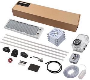 Phanteks Glacier EZ-Fit 360 D30-KIT, Complete DIY Water-Cooling Kit, CPU-Block, Reservoir, 360x30mm Radiator, D30-120 Fan Triple-Pack, Hard Tube, Bending Tools, RGB, White