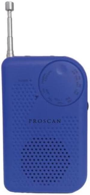 ProScan AM FM Compact Portable Personal Radio Blue Speaker and Headphone Jack