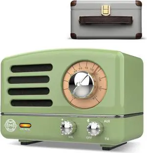 Muzen OTR Metal Portable Bluetooth Speaker with Retro knob Tuner FM Radio, Also with Suitcase Gift Case, Wireless Bluetooth Speaker with Loud Stereo Sound, for Home Outdoor Travel