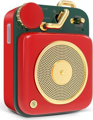 Muzen Mini Bluetooth Speaker, Button Metal with Lanyard,Vintage Radio with Old Fashioned Classic Style, Portable Wireless Loud Volume Speaker for Home, Office, Kitchen,Party,Travel,Outdoor Red