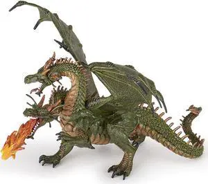 Papo Two Headed Green Dragon Fantasy Figure 36019