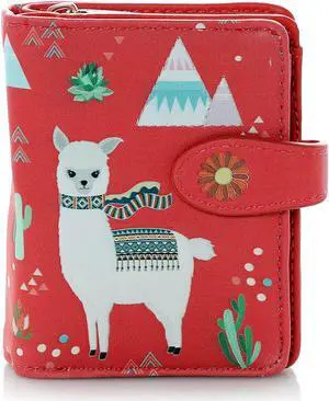 Shagwear Llama Pattern Small Salmon Zipper Wallet