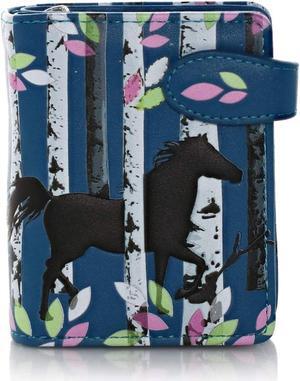 Shagwear Forest Horse Small Navy Blue Zipper Wallet