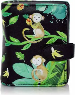 Shagwear Jungle Monkey Small Black Zipper Wallet Shagwear Jungle Monkey Small Black Zipper Wallet