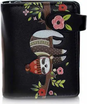 Shagwear Chilin Sloth Small Black Zipper Wallet