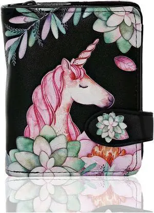 Shagwear Unicorn Small Black Zipper Wallet