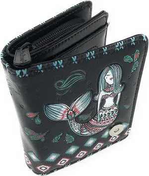 Shagwear Mermaid Garden Small Black Zipper Wallet Shagwear Mermaid Garden Small Black Zipper Wallet
