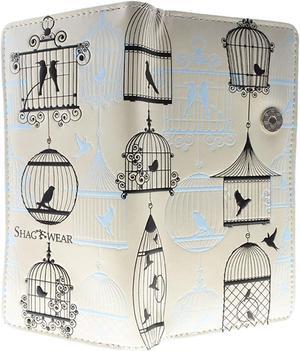 Shagwear Vintage Bird Cages Large Cream Zipper Wallet
